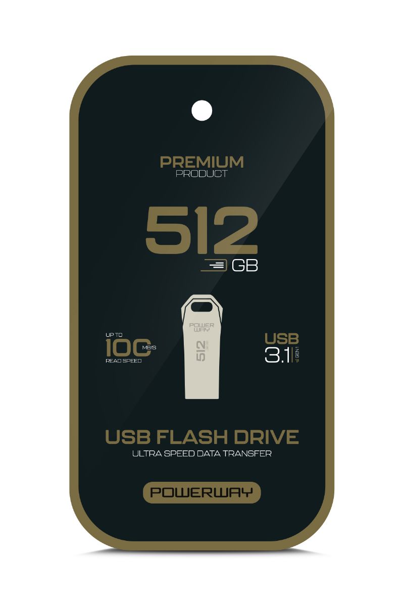 Powerway 512 GB USB 3.1 Flash Bellek Siyah Altin